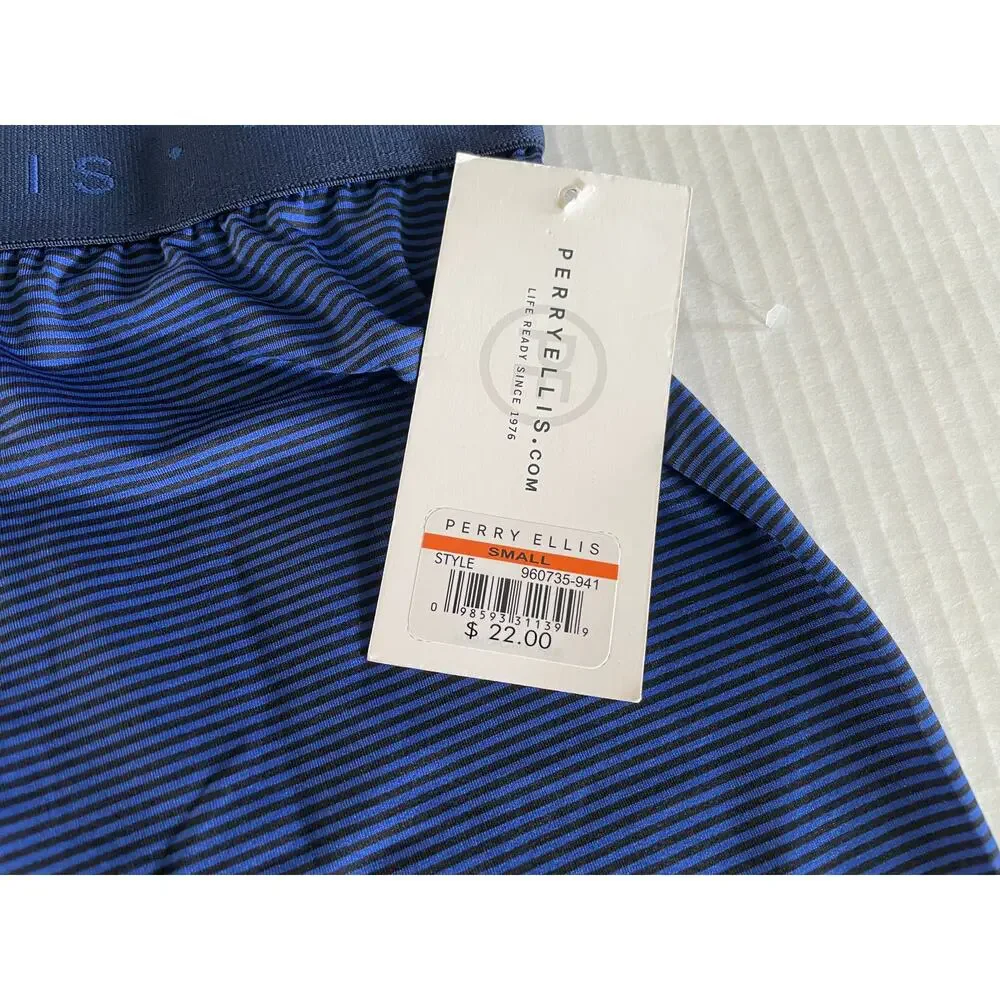 Perry Ellis blue and black boxer briefs lounge underwear size S NWT